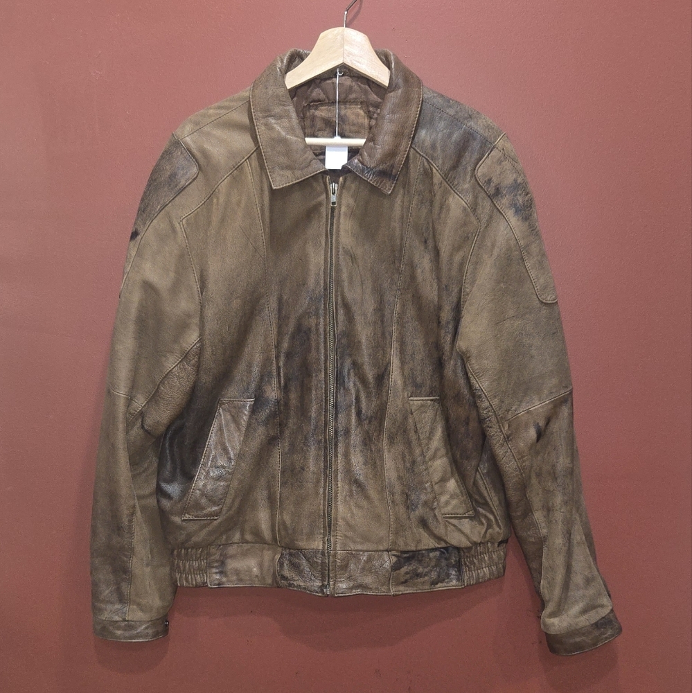 Men's Distressed Brown Bomber Jacket